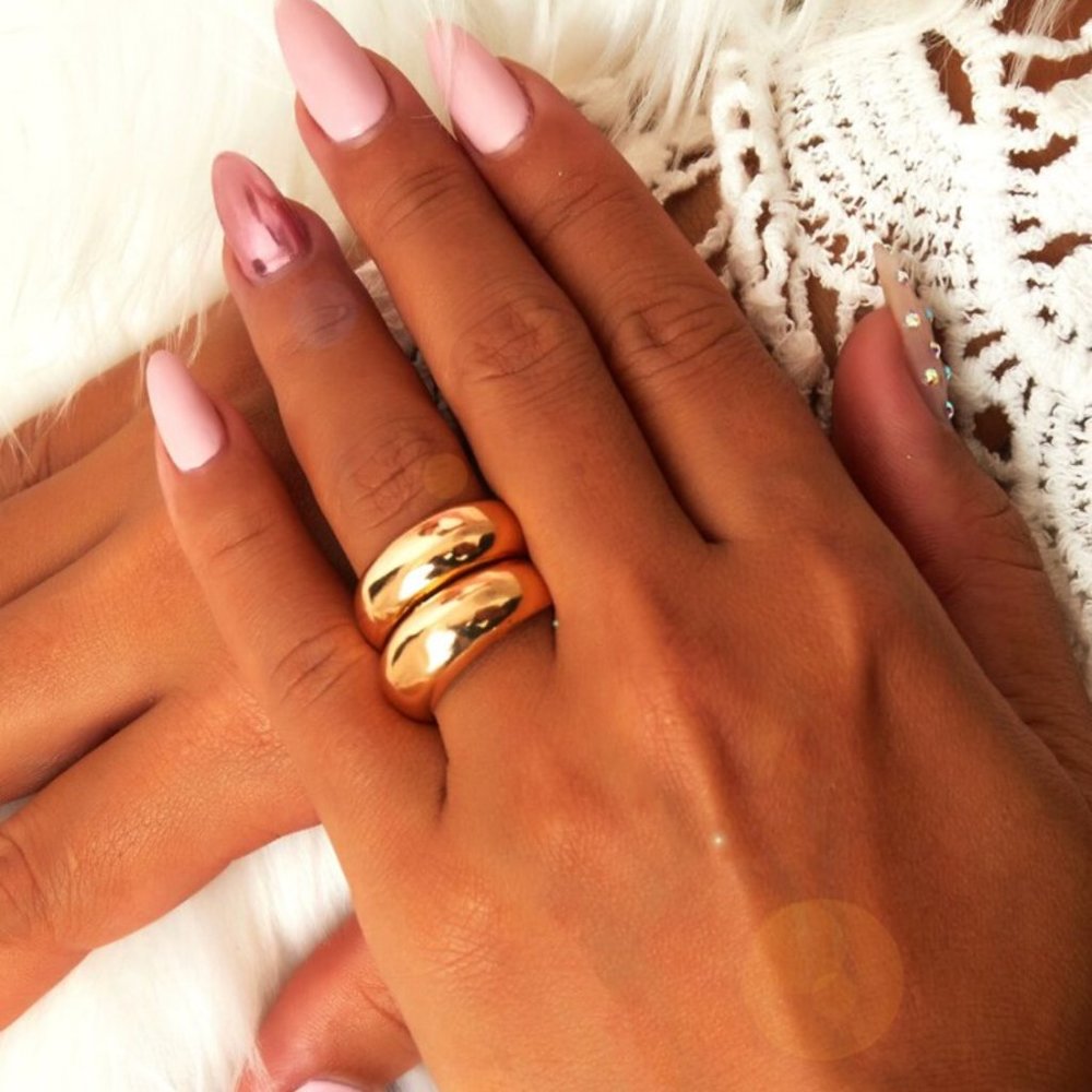 Ring 2pcs  Metallic Smooth Ladies NWT!